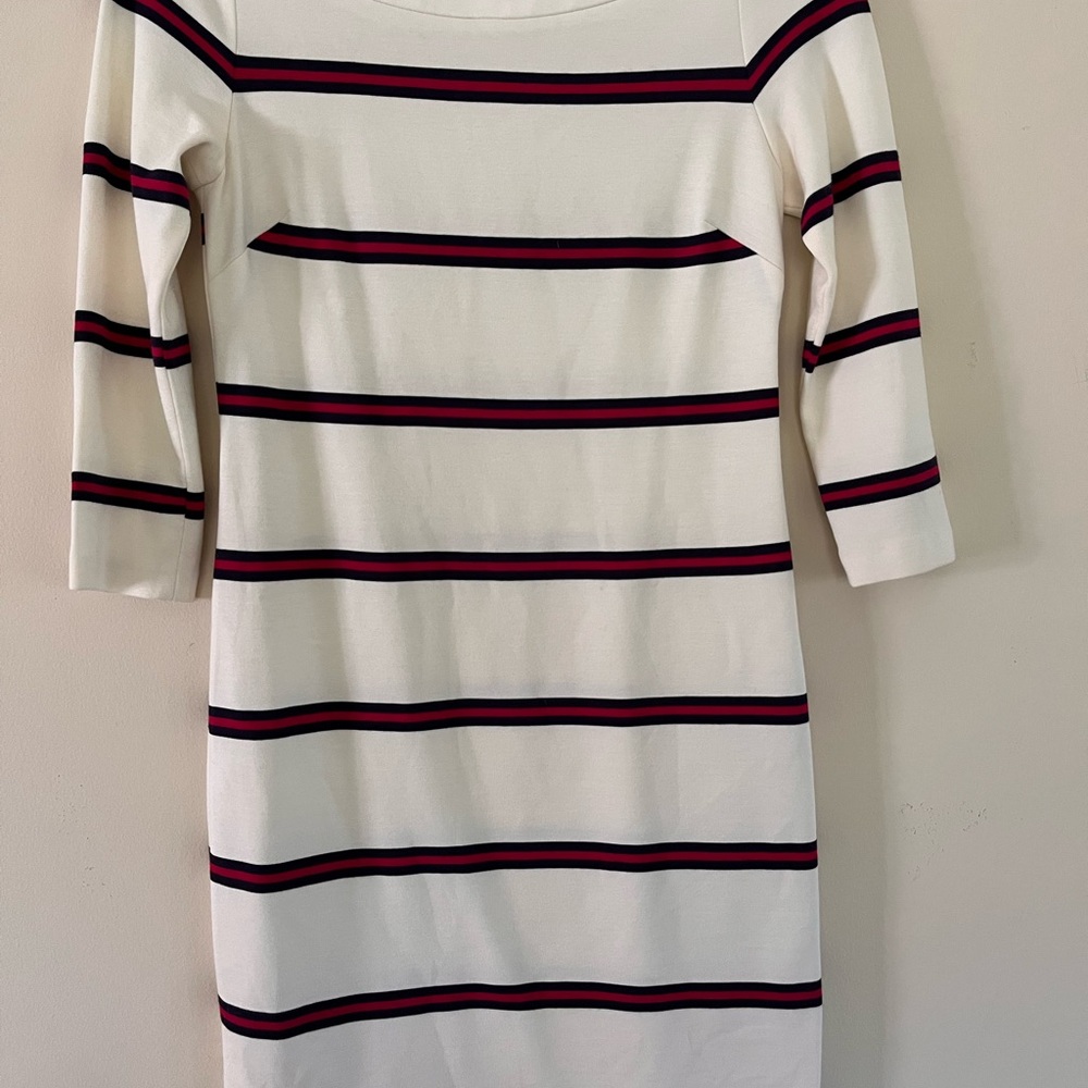Banana Republic Cream Dress with Black and Pink Stripes